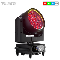 SHEHDS IP66 Tahan Air 19x15W RGBW Lampu Moving Head Zoom Wash yang Dikendalikan Aplikasi Ponsel Pintar untuk Acara Panggung Konser Luar Ruangan