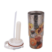 Botol Minum Tumbler Kopi Air Logam Titanium Dinding Ganda 710ML Pabrik GINT Thailand dengan Sedotan