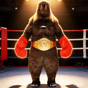 ชุดมาสคอตหมีแชมป์มวย ขนาดผู้ใหญ่ ผลิตจากผ้าพลัฌคุณภาพสูง สมจริงเป็นพิเศษ พร้อมถุงมือชกมวย<span class=keywords><strong>สี</strong></span>แดง สำหรับงานกีฬาและกิจกรรมแบรนด์ดัง - Product Image 1