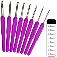 Kit d'aiguilles à crocheter en oxyde d'aluminium coloré, 8 tailles, avec manche ergonomique en plastique souple, outils de tricot pour le tissage manuel DIY