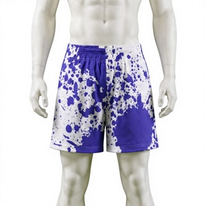 Shorts en mesh personnalisés à imprimé éclaboussures pour hommes, style streetwear, respirants, pour le basketball, motif tache d'encre violette, séchage rapide, pour la gym - Product Image 1