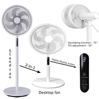 Ventilateur sur pied/ventilateur de table 2-en-1 de 16'', 45W, 3 vitesses, 6 pales en PP, 75 °   Oscillation, minuterie 9H, télécommande pour la maison/le bureau