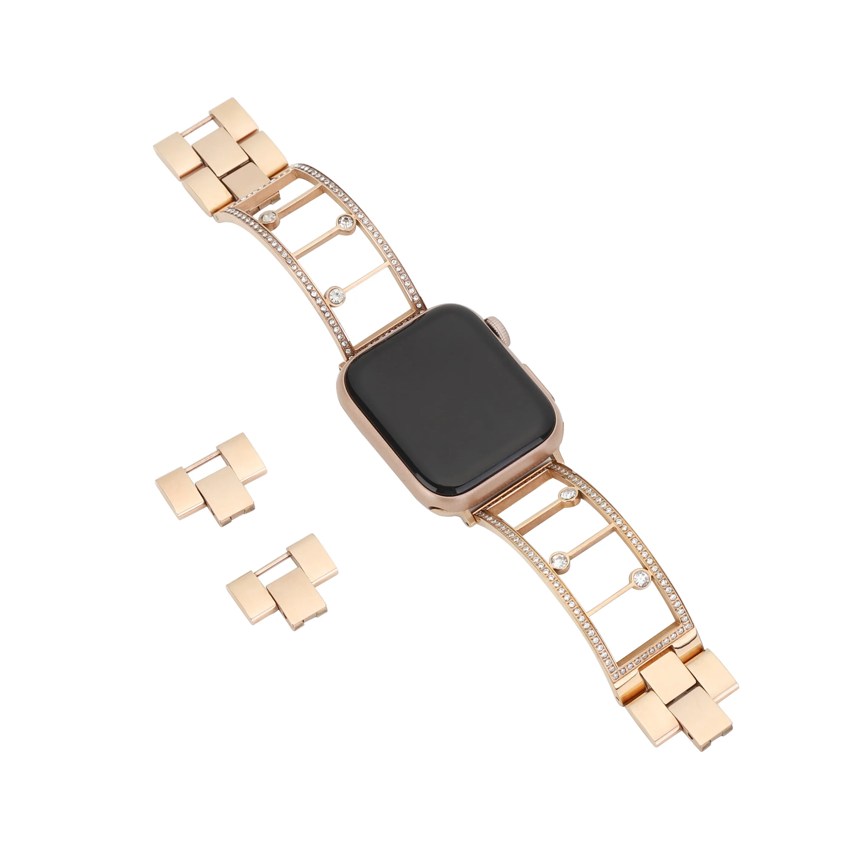 Ap Outdoor Vintage Motorsport For Apple Watch 24Kt Rose Gold Metal Wristband Straps 3D