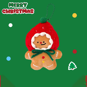 Porte-clés personnalisés OEM en peluche, thème Noël (chapeau de baies, pain d'épices), animaux en peluche de 4 pouces, pour distributeurs automatiques, cadeau pour enfants - Product Image 1