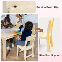 Ensemble table et chaises d'art moderne pour enfants Mobilier scolaire en bois de bouleau avec rangement pour le dessin des tout-petits