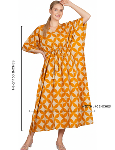 Robe Kaftan en Coton Orange Style Bohème Premium, Légère, Imprimée, Parfaite pour l'Été, Prix de Gros - Product Image 4