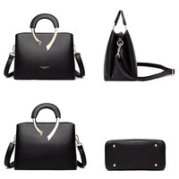 Sac à main de luxe en cuir PU pour femme, fourre-tout décontracté, sac à bandoulière avec décor en acier et sangle amovible, capacité 3L+