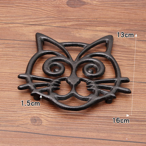 Dessous de plat intérieur de table en fonte Silhouette de <span class=keywords><strong>chat</strong></span> porte-théière tête de <span class=keywords><strong>chat</strong></span> squelette sous-plat en métal pour <span class=keywords><strong>manique</strong></span> de table de cuisine - Product Image 3