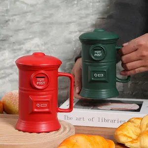 新奇复古红色3D邮箱陶瓷杯礼品广告杯