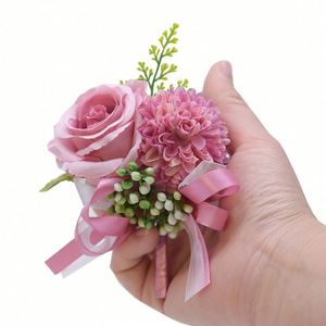 Bouquet de mariée style coréen pour mariage en forêt, corsage de fleurs artificielles en soie rose, décoration de cérémonie - Product Image 2