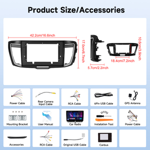 Podofo 10 ''4 + 64 gam 2 DIN <span class=keywords><strong>Android</strong></span> đài phát thanh xe khung cho Honda Accord 2.4L 2013 2015 không dây Carplay/<span class=keywords><strong>Android</strong></span> tự động Đàn Piano Key GPS OEM - Product Image 6