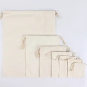 उच्च गुणवत्ता थोक कपास कैनवास छोटे drawstring बैग के साथ कस्टम लोगो मुद्रित कपास उपहार drawstring बैग शादी के लिए