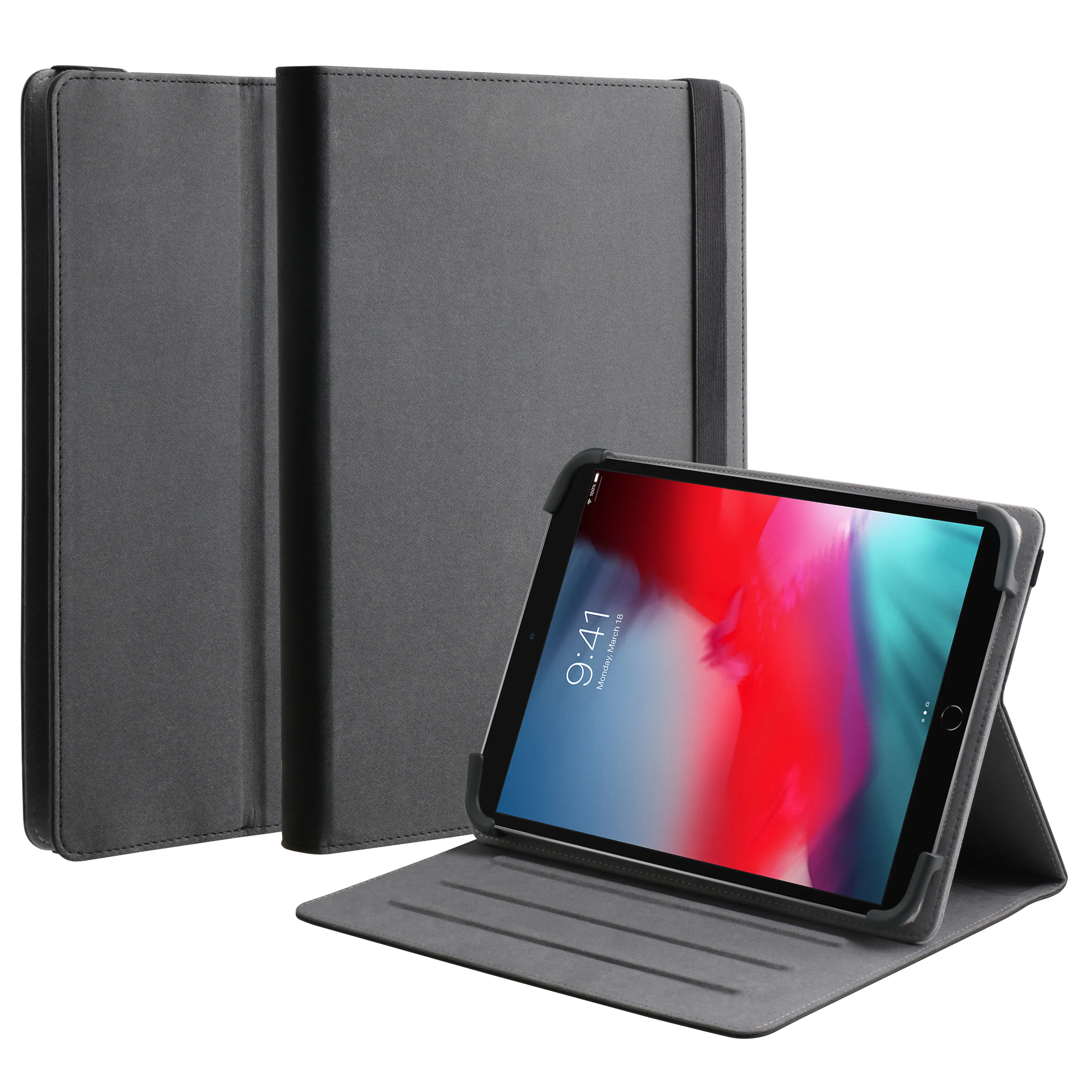 CaseBuddy Wholesale Universal Adjustable Foldable PU Custom Tablet Folio Case With Anti-flip Hand Belt for Tablet for iPad