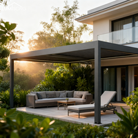 Pergola motorisée en aluminium avec revêtement en poudre sur mesure, 3x3m, 3x4m, 4x6m, 5x6m, pavillon, gazebo, éclairage LED, résistant à la pourriture, terrasses de restaurant