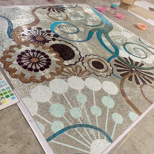 Tùy Chỉnh Thiết Kế Tường Trang Trí Trừu Tượng Màu Xanh Nho Bạc Gương Khảm Bức Tranh Tường Gạch Tay Cắt Hoa Nghệ Thuật Thủy Tinh Màu Đỏ Khảm Bức Tranh Tường - Product Image 6