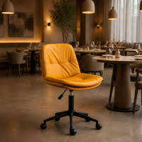 Chaise de bar JOHOOFURNITURE en cuir PU jaune moutarde capitonnée, réglable en hauteur, pour bureau, comptoir, vente en gros, tabouret de bar, pub