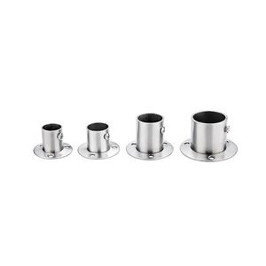Stainless Steel Round Tube Flange Base <b>Wall</b> Mounted <b>Clothes</b> <b>Rail</b> Rust Proof Heavy Duty Hardware Accessory - Product Image 3