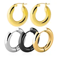 Anting-Anting Hoop Chunky untuk Wanita Perhiasan Stainless Steel Set Perhiasan Gesper Telinga Isi Emas Anting-Anting Mode Pria Grosir