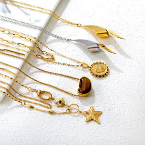 Fashion Pendant Necklace Stainless Steel Geometric <b>Star</b> <b>Design</b> Daily Wear Gold Silver Color - Product Image 1