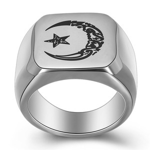 Wholesale Customized Stylish <strong>Tat</strong> Iced Out baguette 925 Silver Cz Boy Gay Moon Stone Diamonds <strong>Ring</strong> Designs for Men - Product Image 2