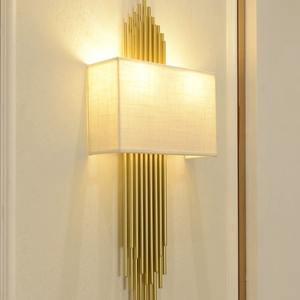 New Design Postmodern Iron Fabric Wall <b>Sconce</b> Hotel Corridor Deco Gold Metal Strips Wall <b>Light</b> Tube - Product Image 3