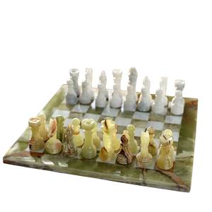 Jeu d'échecs en marbre d'onyx vert naturel fait à la main, cadeau, plateau de jeu d'échecs en marbre, jeu de société pour les fêtes, jeu de voyage, luxe - Product Image 1