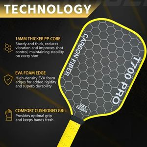Racchetta da Pickleball in Fibra di Carbonio T700 Leggera Gen4 con Nucleo in Schiuma a Nido d'Ape da 16mm per <span class=keywords><strong>Gioco</strong></span> Indoor - Product Image 3