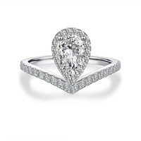 Anello di Fidanzamento Classico a Pera in Platino Pt950 con Diamante da Laboratorio, Anelli di Moda per Donne