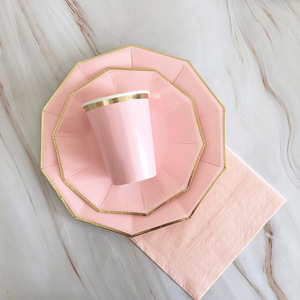 ชุดจานกระดาษและกระดาษเช็ดปากแบบใช้แล้วทิ้ง ลายลูกไม้ปั๊มร้อนสีพื้น ดีไซน์ใหม่ - Product Image 3