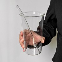 OEM/ODM – Lot de verres à matcha à large ouverture de 12 oz et 16 oz avec logo personnalisé, pailles en verre, tasses à café glacé transparentes – Vaisselle en verre