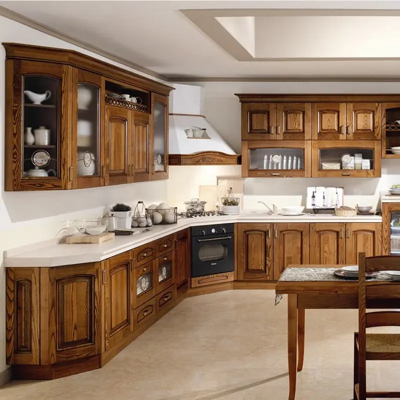 Classic style wooden kitchen room/living room/ living cabinets bedroom sets cherry wood kitchen cabinets