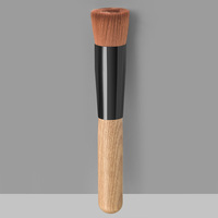 Brosse de maquillage en bambou personnalisée en gros brun simple explosion de brosse de fond de teint en bambou à double tête double face