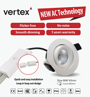 Downlight LED COB à intensité variable sans scintillement 220V en aluminium, angle de faisceau de 36 degrés, spot encastré au plafond IP44