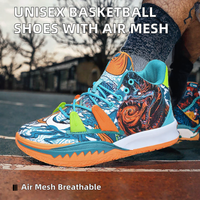 Chaussures de basketball unisexe en toile et maille respirante, basses et mi-montantes, à lacets, style graffiti, pour l'extérieur, mode et sport