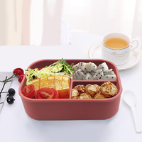 3 Compartiments Silicone Bento Fuite École Enfants boîte à lunch enfants Silicone Bento Lunchbox Boîte à lunch Avec Couvercle