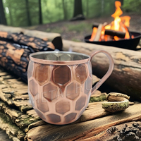 Tasse à mule de Moscou en acier inoxydable cuivre antique avec poignée | Verres avec logo personnalisé pour cafés, bars et cadeaux