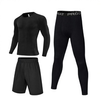 Traje Deportivo de Tres Piezas Unisex de Poliéster y Seda de Leche de Secado Rápido, Color Sólido, para Yoga, Entrenamiento y Running