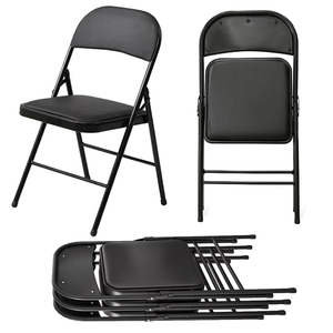 <span class=keywords><strong>Chaise</strong></span> pliante en métal et cuir <span class=keywords><strong>noir</strong></span>, design ergonomique, style moderne, rembourrée, pour événements extérieurs, bureau, formation, mariage - Product Image 4