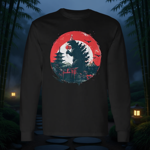 T-shirt a maniche lunghe Kaiju Birthday Party Monster con cerchio rosso, design in stile giapponese, unisex, girocollo, stampa digitale - Product Image 3