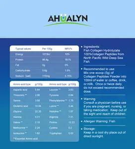 Ahuailyn — poudre de collagène de qualité alimentaire ISO22000, matériel marin pour poissons