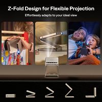 Projecteur de poche mini DLP Aurzen ZIP Gold Tri-Fold portable, mise en miroir d'écran en un clic, projecteur à mise au point sans latence