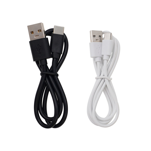 Black White PVC 1m Type-C/USB-A Charging Cable with Composite Copper Conductor for Android iPhone 1A USB Charging Data Transfer
