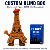 Figur Souvenir Kota Blind Box Custom Seri Landmark PVC Mini Maskot Figurine OEM ODM Koleksi untuk Hadiah Perjalanan