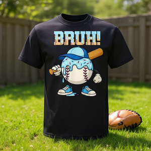 Camiseta de béisbol Bruh Ice Cream para niños, manga corta, cuello redondo, estampado digital, deportes, juegos, meme - Product Image 3