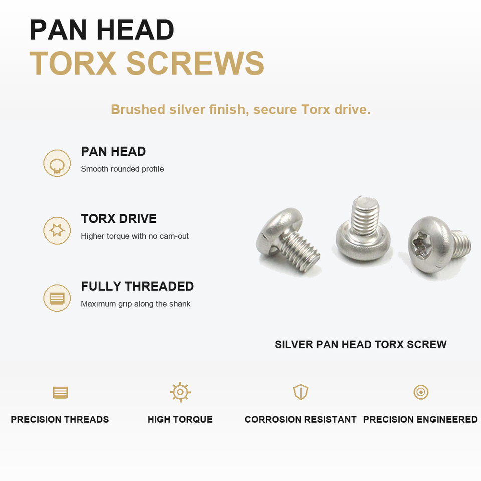 Torx System Smooth Silver Zinc Plated Round Pan Torx Drive Machine Screw For ...