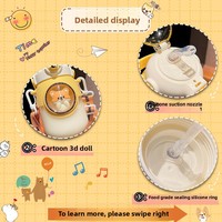 Bouteille d'eau à paille pour enfants, motif dessin animé, avec couvercle pop-up à une touche et sangle, grande capacité, pour le sport et l'extérieur, cadeau d'affaires