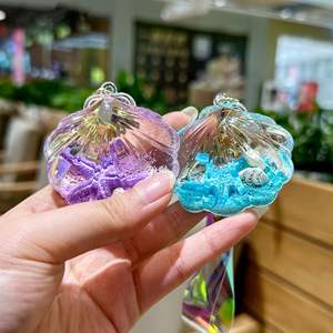 Wholesale Promotional Gift Sea Shell Epoxy Design Acrylic Charms Key Liquid Acrylic <strong>Keychain</strong> - Product Image 2