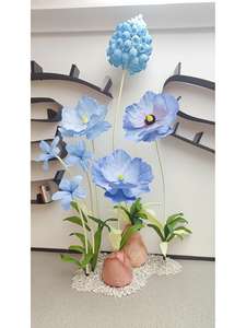 Flores gigantes de papel serie Azul, decoración de Jacinto de amapola para librería, cafetería, deshierbe, decoración de fiesta, decoración de casa - Product Image 3