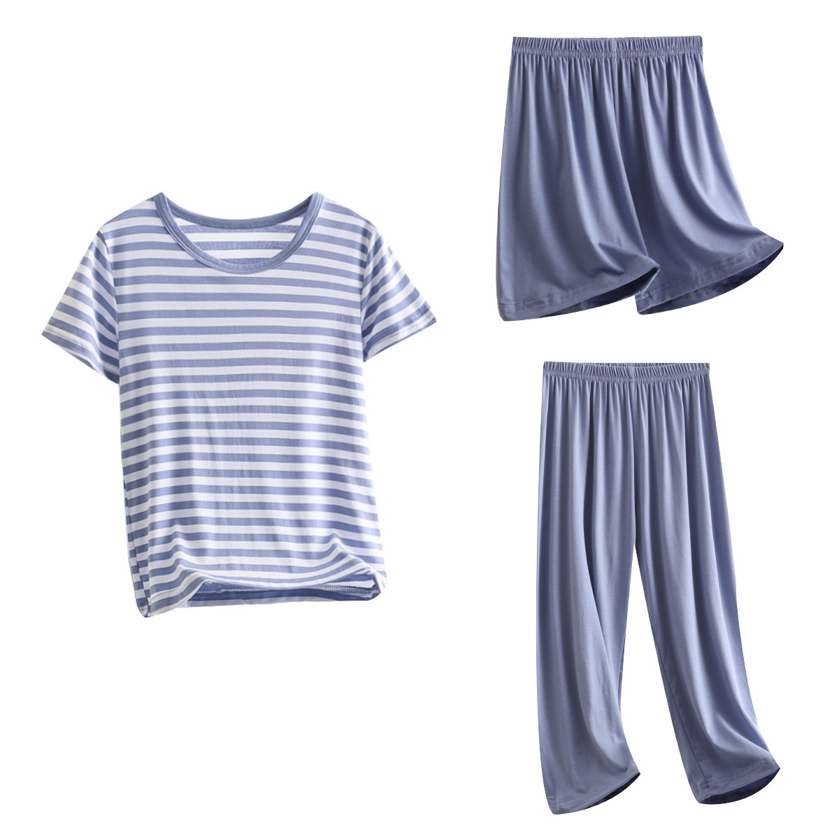 Blue [short sleeved+shorts+pants]