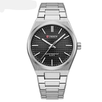 CURREN Montre-Bracelet de Mode pour Hommes, Montre à Quartz Unique de Luxe avec Bracelet en Acier Inoxydable, Aiguilles Lumineuses Simples, Horloge 8439